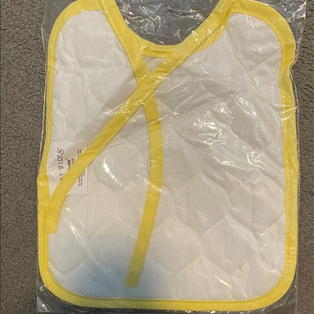 Janlynn Pocket Cross Stitch Vintage Baby Bib with Yellow Trim 14 count